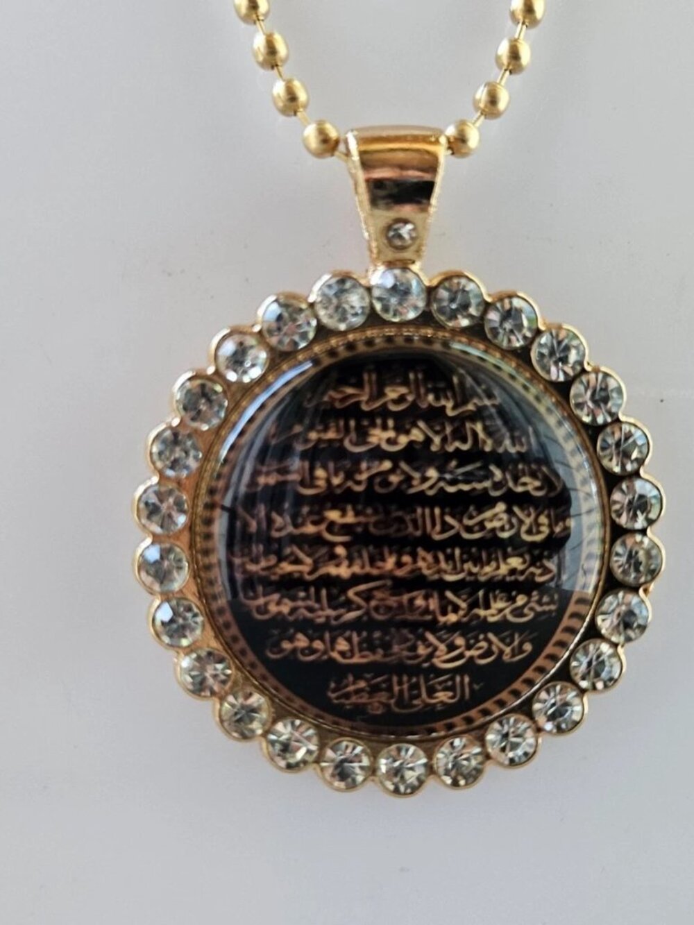 Aytul Qursi Necklace Cabochon Round Pendant Religious Fashion Jewelry NEW - Picture 2 of 11